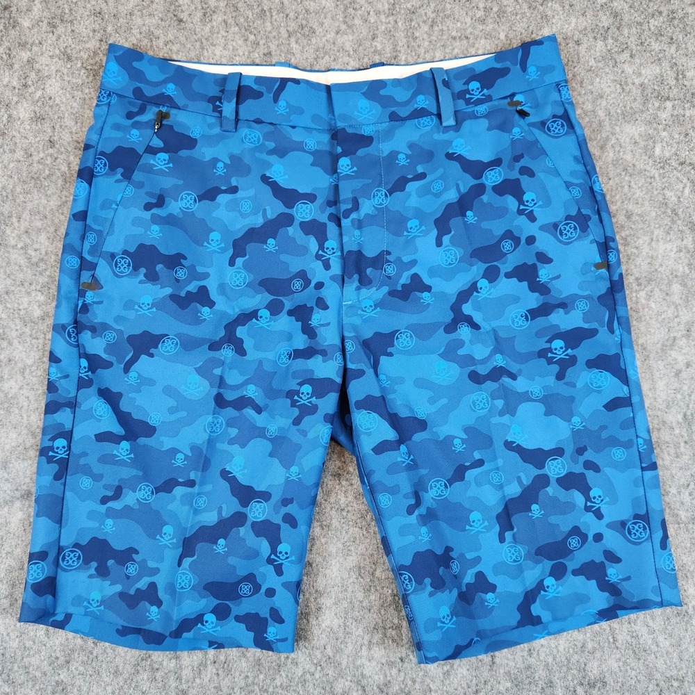 G FORE Icon‎ Camo Golf Shorts Men 30 Blue Skull Crossbones Performance Athletic